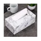 thumbnail image 2 of Elegante soporte para caja de pañuelos de cuero PU, servilletero rectangular, dispensador de caja de papel de bombeo, soporte para pañuelos faciales, mármol blanco, 2 of 7