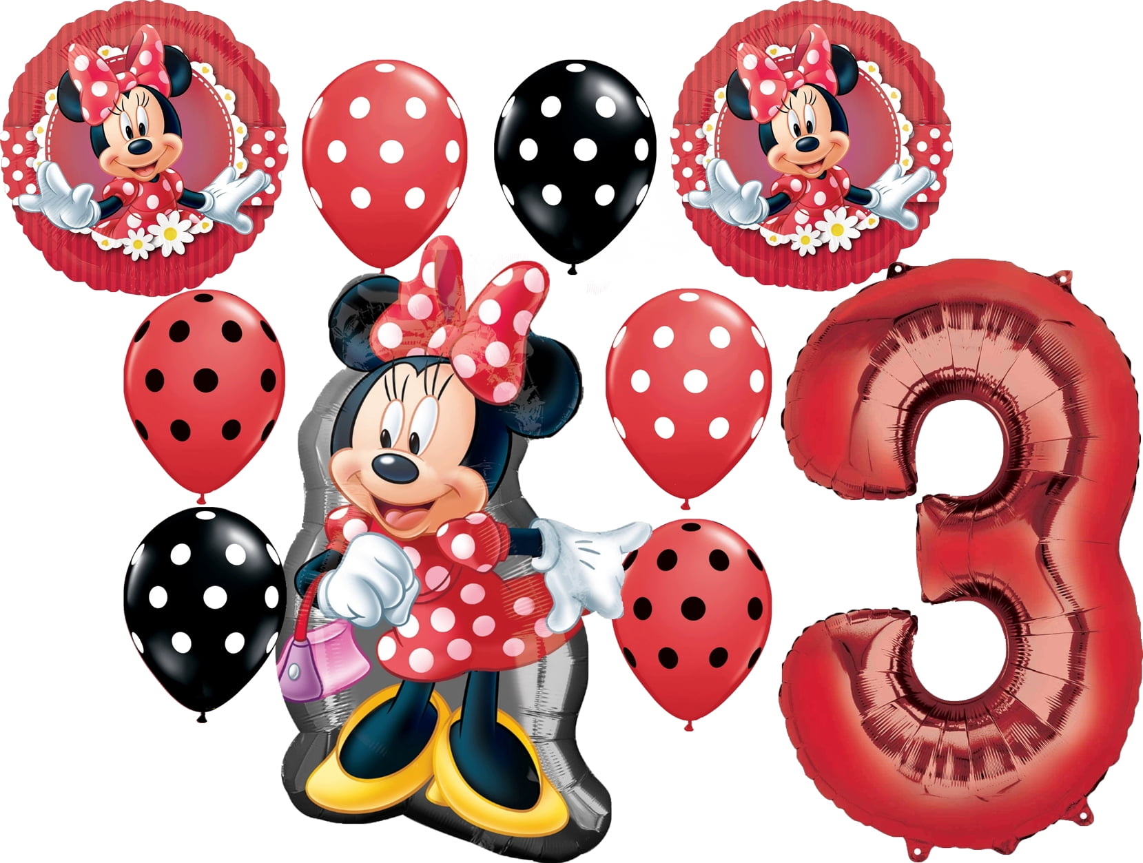 MAD About Minnie Mouse Red 3rd Birthday Party Balloons Decorations Supplies Set