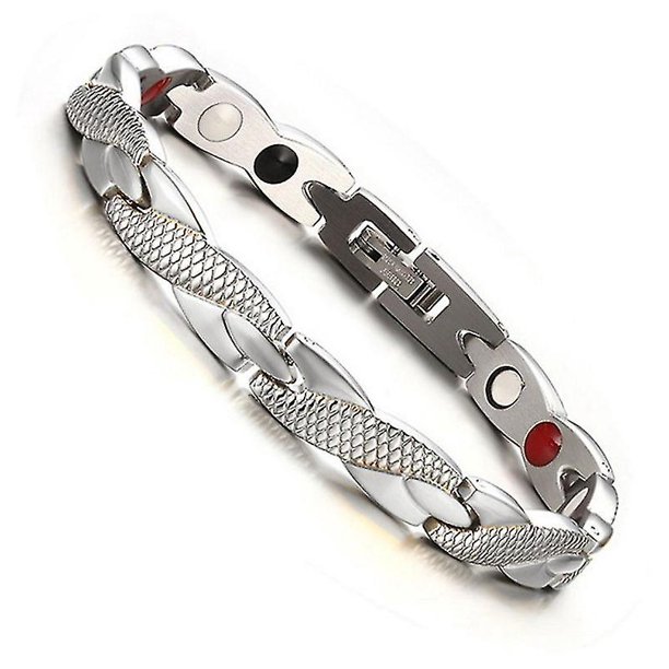 Magnetic Therapy Bracelet Elegant Steel Bracelet Jewelry Therapeutic Sliver And Gold Plated