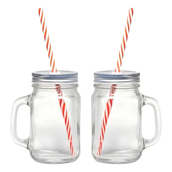 Set 30 Tarros Mason Jar Con Tapa Y Popote 470 Ml Liso Vencort