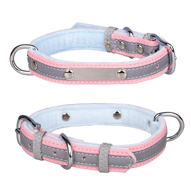 Collier pour Chien Laisse pour Chien Plaque en Acier Inoxydable Réfléchissante Lettrage Collier Lumineux pour Animal Rose/x