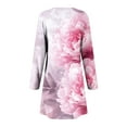 thumbnail image 4 of Colorful Womens Midi Knee High Floral Print Loose Fit Dress for Women Long Sleeve Crewneck Spandex Brunch Fall Summer 2025 Soft Comfy Clothes Fashion Country Concert L, 4 of 4