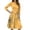 Yellow, variant on WTOBBY Women's Elegant Floral Print Waistband Round Neck 3/4 Sleeve Dress, Flowy Casual Sundress with Feminine Silhouette for Outings,Black L