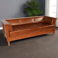 thumbnail image 2 of Crafters and Weavers Arts and Crafts Leather Side Sofa in Chestnut Brown, 2 of 7