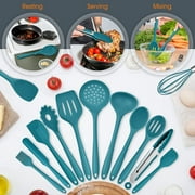 Vesteel 15-Piece Kitchen Utensils Set, Silicone Cooking Utensils with Holder, Non-stick Cookware Friendly & Heat Resistant - Teal Blue