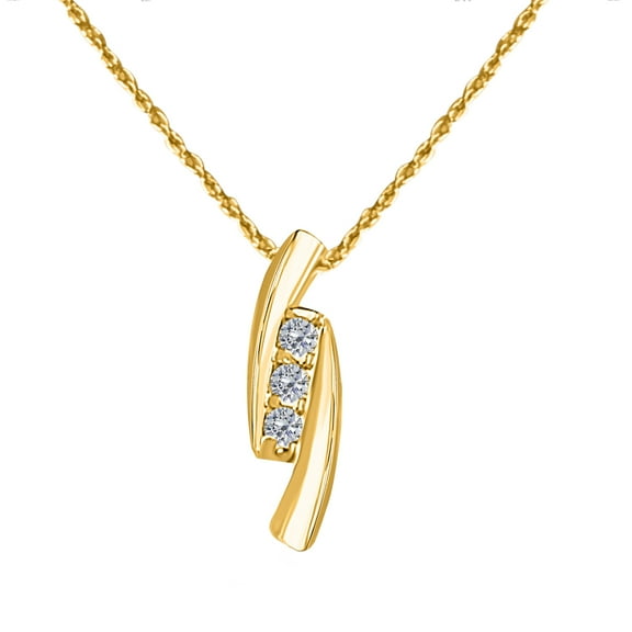 Mauli Jewels Engagement Necklace for Women 0.25 Carat Diamond Three Stone Channel Set Pendant 4 channel 14K Yellow Gold With 18'' Chain|Silver Chain