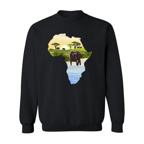 African Black Buffalo Sketch Sweatshirt Men -Image by Shutterstock, Male Small
