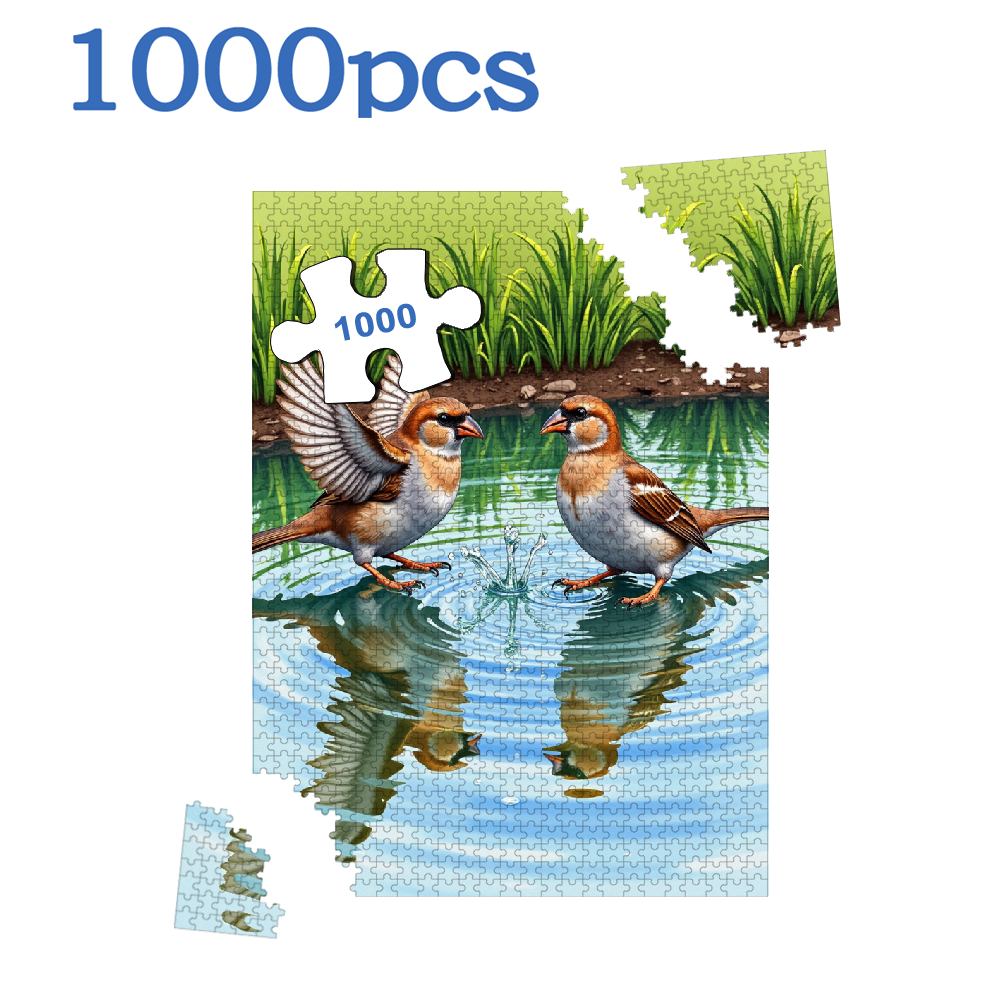 1000 pieces of vertical paper jigsaw puzzle - lively sparrows, size 29.5 * 20 inches.