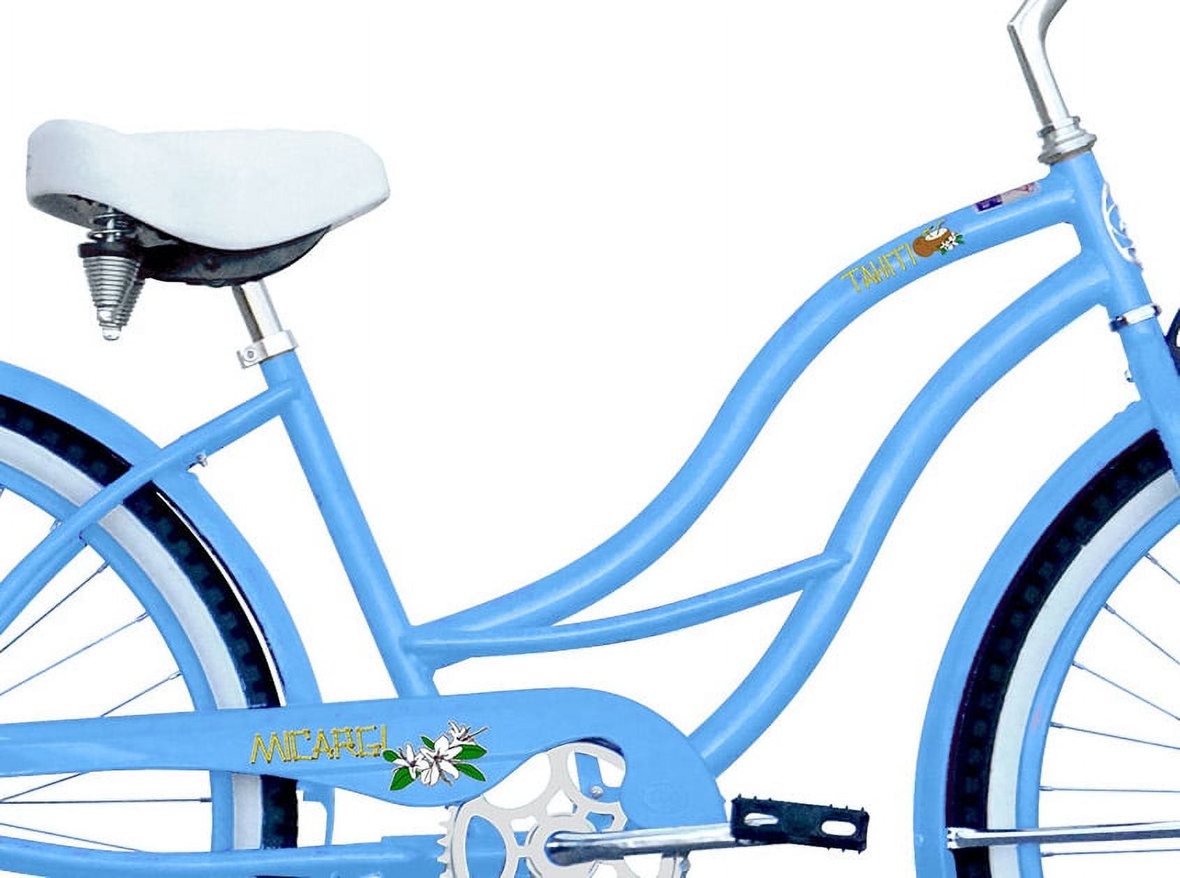 Wonder Wheels 26" Beach Cruiser Coaster Brake Stainless Steel Spokes One Piece Crank Alloy Baby Blue Rims 36H W/ Fenders - Baby Blue