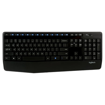 Logitech - MK345 Wireless Ergonomic Membrane Keyboard and Mouse Bundle for PC - Black/blue
