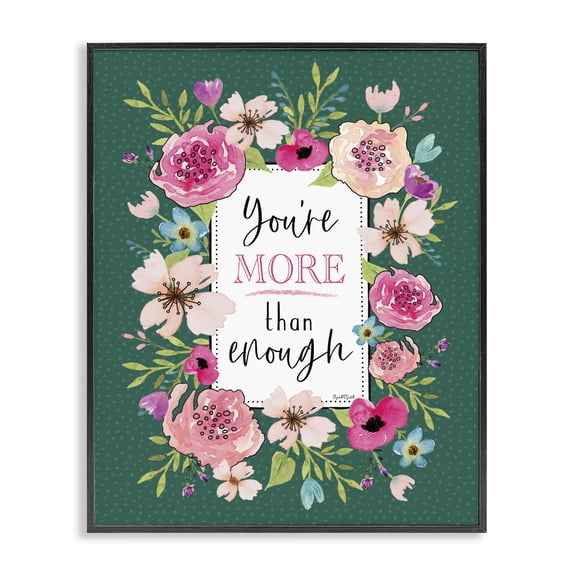 Stupell Industries Cottage More Than Enough with Florals Black Framed Giclee Art, 11 x 14, by Elizabeth Tyndall