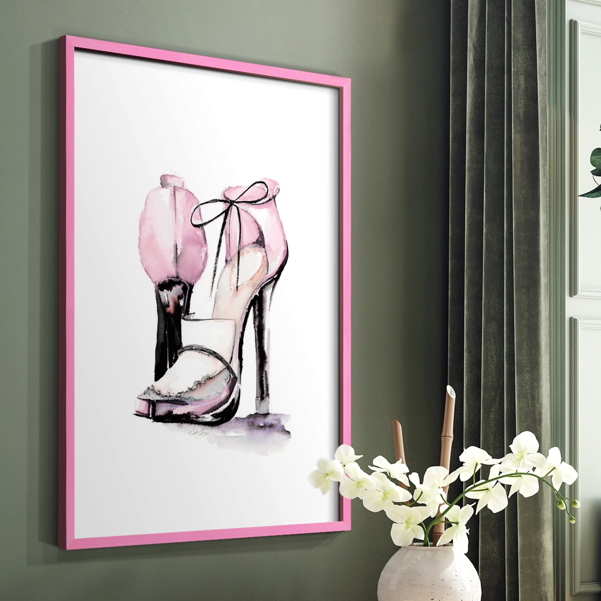 Loafer Heel in Pink Solid Wood 11 x 14 Framed Print