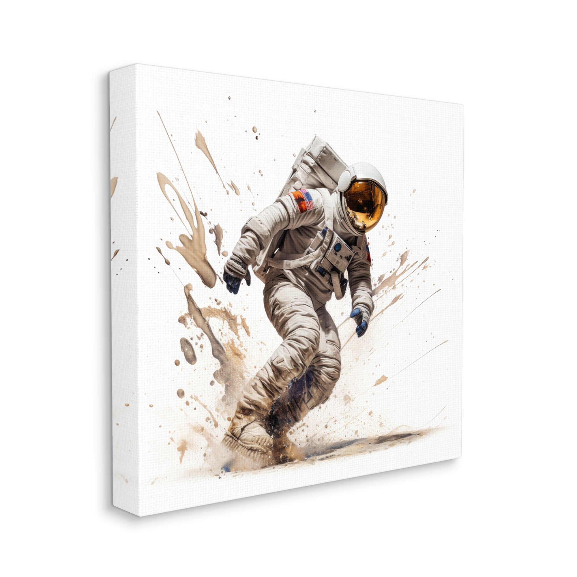 Stupell Industries Modern Astronaut Splash Abstract Painting Gallery Wrapped Canvas Art Print Wall Art, 17 x 17