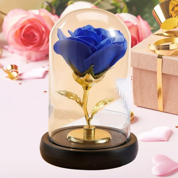 HKEJIAOI 4.3"x6.3" LED Glass Dome Rose Night Light, Eternal Flower Gift for Women, Romantic Anniversary Christmas Valentine's Day Home Decor