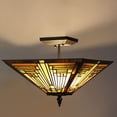 thumbnail image 2 of Tiffany Style Ceiling Light Fixtures 14” Wide Stained Glass Lamp Shade 2-Light Classical Mission Style Semi Flush Mount Ceiling Light, 2 of 6