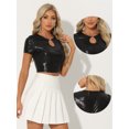 thumbnail image 2 of DARING DIVA Women's Metallic Crop Shiny Holographic Top S Black, 2 of 6