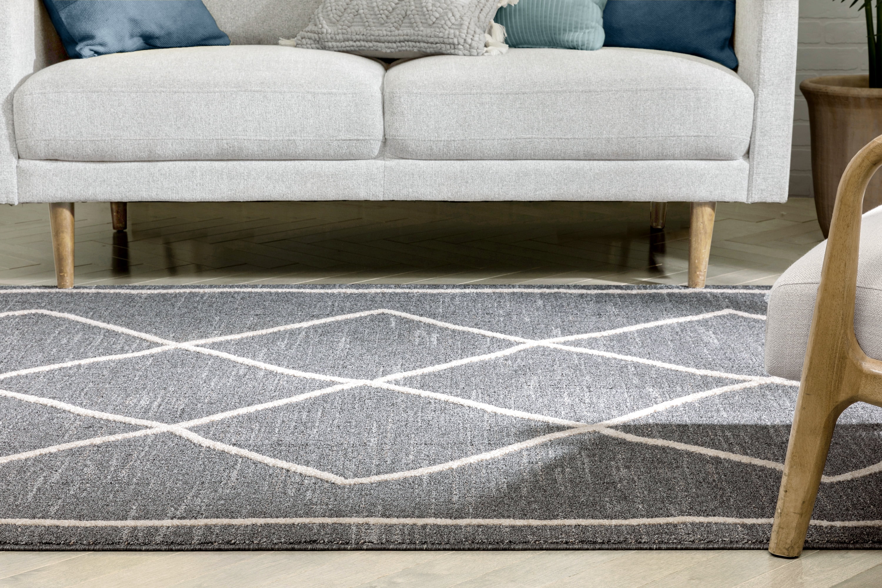 Well Woven Harlow Cora Moroccan Lattice Trellis Grey 5'3" x 7'3" Area Rug