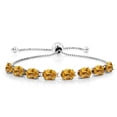 thumbnail image 3 of Gem Stone King 925 Sterling Silver Yellow Citrine Bracelet and Earrings Jewelry Set for Women (7.25 Cttw, Gemstone November Birthstone, Oval Checkerboard 7X5MM, Fully Adjustable up to 9 inch), 3 of 4