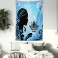 thumbnail image 3 of Silhouette Tapestry, Artistic Beautiful Ethnic Girl with Zentangle Lotus, Wall Hanging for Bedroom Living Room Dorm Decor, 40W X 60L Inches, Charcoal Grey Deep Sky Blue Azure Blue, by Ambesonne, 3 of 5