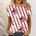thumbnail image 2 of Wycnly Womens Shirts Loose Independence Day Patriotic Tops for 4th of July Summer Short Sleeve Crewneck Ladies USA Flag Print Tops and Blouses White XXL, 2 of 4