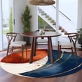 thumbnail image 4 of 6Ft Round Rug, Navy Blue Burnt Orange Non-Skid Rubber Backing Large Area Rugs - Living Room Bedroom Home Office, Modern Boho Art Geometric Indoor Floor Mat Carpets Washable Rug, 4 of 9