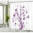 thumbnail image 5 of Ambesonne Mauve Shower Curtain, Flowers Leaf Butterlies, 69"Wx84"L, Purple White, 5 of 5