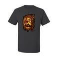 thumbnail image 2 of Wild Bobby, Fire Lion Face, Animal Lover, Men Graphic Tees, Charcoal, 4XL, 2 of 3