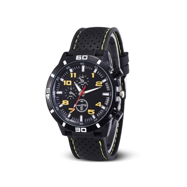Sonducket Reloj de cuarzo con superficie de espejo de plástico para hombre, reloj de con carcasa de aleación para deportes de negocios, hebilla Relojes Amarillo Sonducket AP004695-02