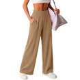 thumbnail image 4 of Women High Waist Wide Leg Sweatpants JIANLAI Elastic Soft Knit Loose Trousers With Side Pockets For Yoga Travel Daily Streetwear, 4 of 5