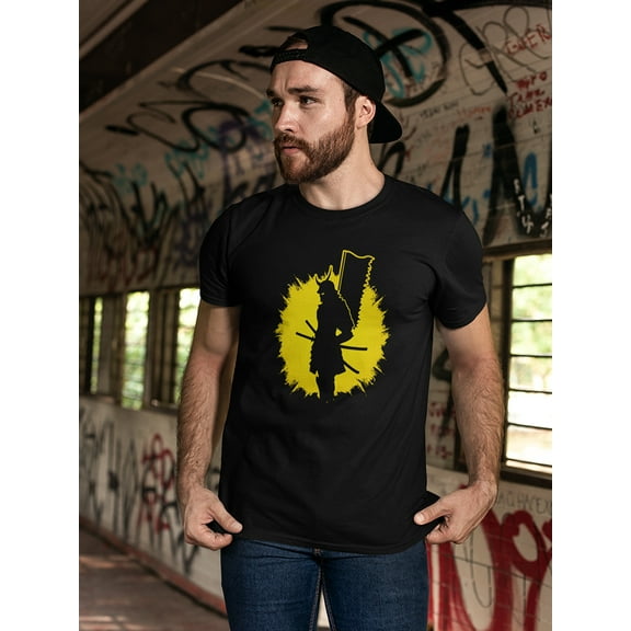 Samurai Standing Yellow Art Tee Men's -Image by Shutterstock