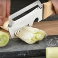 thumbnail image 4 of Multifunctional Vegetable Peeler Stainless Steel Blade Wooden Handle Scallion Slicer Compact Kitchen Prep Essential for Smooth Peeling and Fine Shredding, 4 of 9