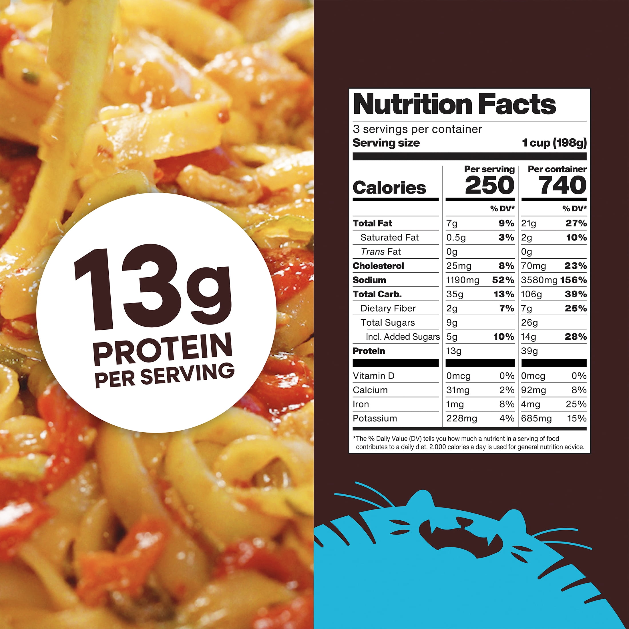 Laughing Tiger Thai Style Drunken Noodles - Frozen Skillet Meal - 21 oz (Serves 3)