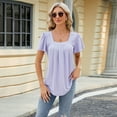 thumbnail image 4 of Zoeecloth Womens Summer T-Shirts Tops Cotton Casual Tees Puff Sleeve Fashion Crochet T Shirts Cute Hollow Tops Short Sleeve Shirts S-XXL, 4 of 10