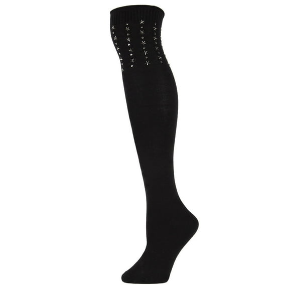 MeMoi Women's Evening Star Studded Over The Knee Socks - Womens - Female, One Size, Black