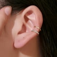 thumbnail image 2 of Grandest Birch 1Pc Ear Cuff C Shaped Shiny Copper Double Layer Rhinestone Ear Clips for Women Copper,Rhinestone Gold, 2 of 7