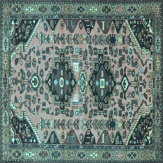 Ahgly Company Indoor Square Persian Light Blue Traditional Area Rugs, 3' Square