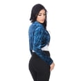 thumbnail image 5 of Fashion Secrets Women`s Collarless Open Front Velvet Bolero Shrug Cardigan Cropped Jacket (XXX Large, Denim Blue), 5 of 6