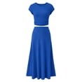 thumbnail image 5 of RFQWOVSR Women's Casual Knit Short Sleeve Crop Top High Waist Midi Skirt 2 Piece Set Elegant Summer Dress Outfit L, 5 of 5