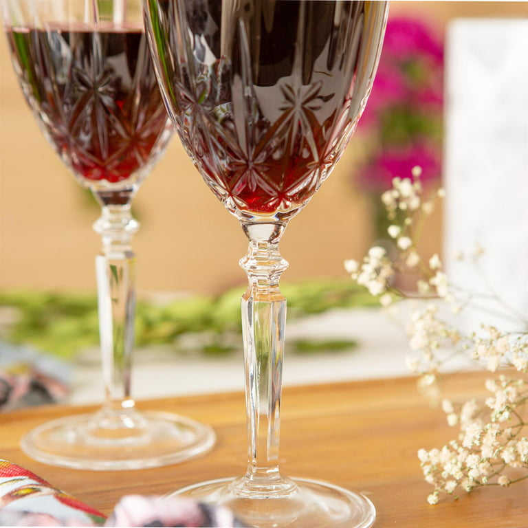 RCR Crystal Orchestra Wine Glasses - Cut Glass Wine Glasses Goblets Set -  Dishwasher Safe - 290ml - Pack of 6