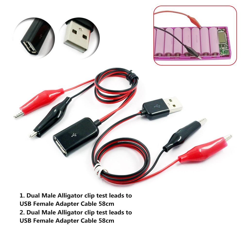 High quality DC Power Tester Cable USB male and female turn head Alligator Clip 