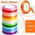 thumbnail image 7 of 14 Colors Silk Satin Roll, Polyester Satin Ribbon 12mm x 22 Metres, Solid Colors Fabric Ribbon for Crafting, Gift Wrapping, DIY Sewing, Hair Bows, Wedding Balloons, Xmas Ribbon, 7 of 7