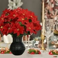 thumbnail image 4 of Artificial Christmas Flower Poinsettia Decoration, Faux Holiday Floral Arrangement For Porch, Home Garden, Indoor Outdoor Display And Festive Party Table Centerpiece, 4 of 6