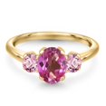 thumbnail image 3 of Gem Stone King 1.80 Ct Pink Mystic Topaz Pink Lab Grown Diamond 18K Yellow Gold Plated Silver Ring, 3 of 6