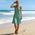 thumbnail image 6 of Women's V-Neck Sleeveless Asymmetrical Button Down Mini Shift Dress with Pockets, 6 of 7