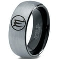 thumbnail image 1 of Tungsten Horoscope Scorpio Band Ring 8mm Men Women Comfort Fit Black Dome Brushed Gray Polished, 1 of 4