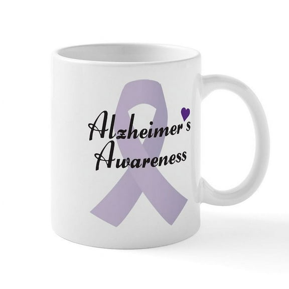 CafePress - Alzheimers Awareness Ribbon Mugs - 11 oz Ceramic Mug - Novelty Coffee Tea Cup
