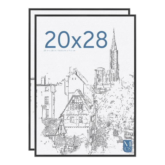 MCS Original Poster Frame 20x28 Black Lightweight Vertical & Horizontal Wall Hanging Large Picture Frame for Posters, Art Prints & Gallery Wall (2-Pack)