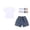 AA-White, variant on Kids Clothes 3 Piece Denim Sets Solid Color Short Sleeve Shirts Jean Shorts Matching Knee High Socks Outfits White 3 Years