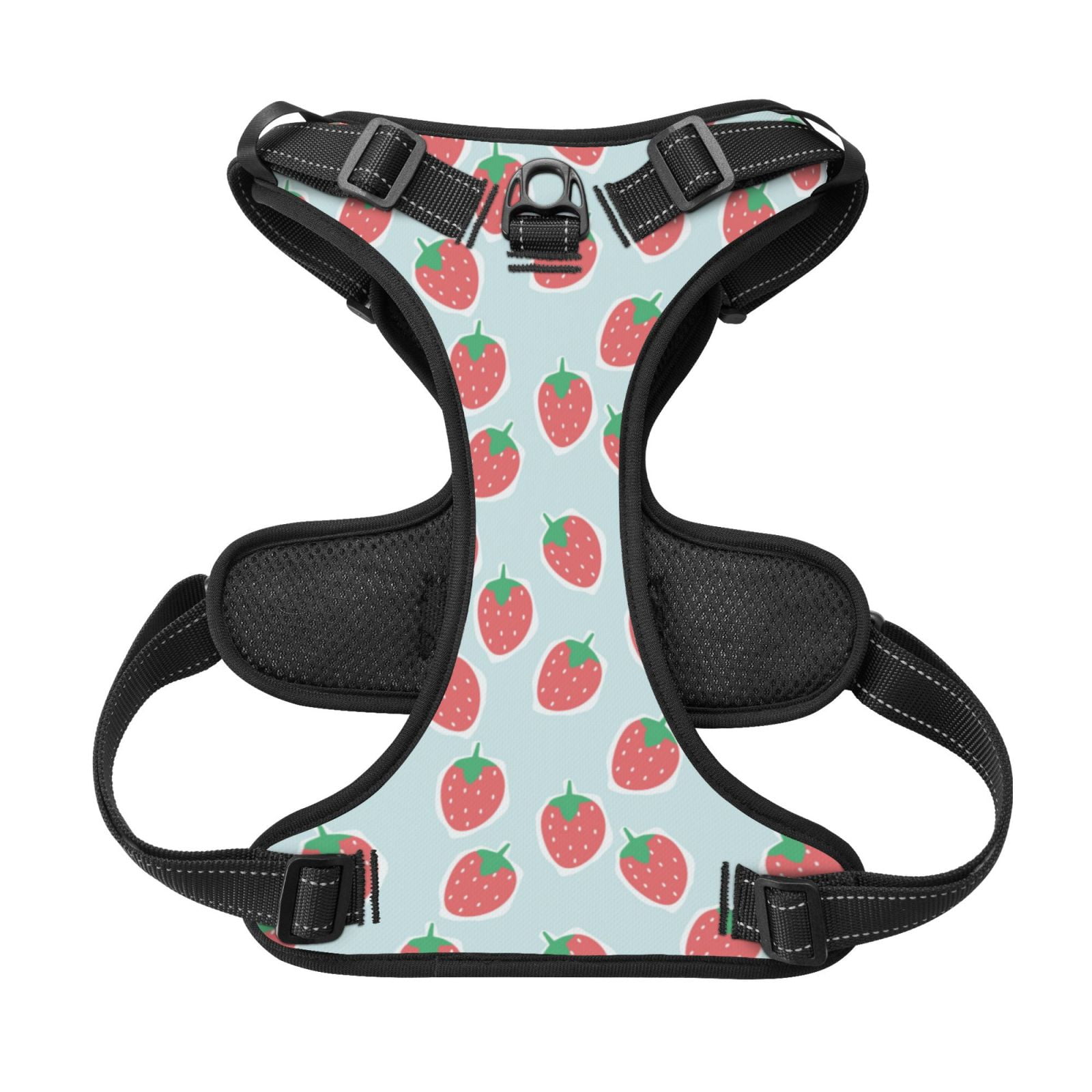 Kdxio Hand Drawn Strawberry Print No Pull Dog Harness Adjustable Reflective Oxford Easy Control Medium Large Dog Harness for Training and Everyday-Large