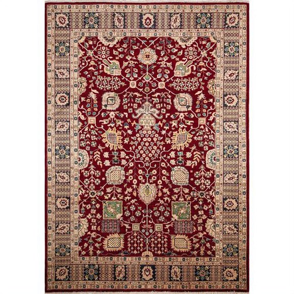 Noori Rug Peshawar Karema Hand-Knotted Red Area Rug